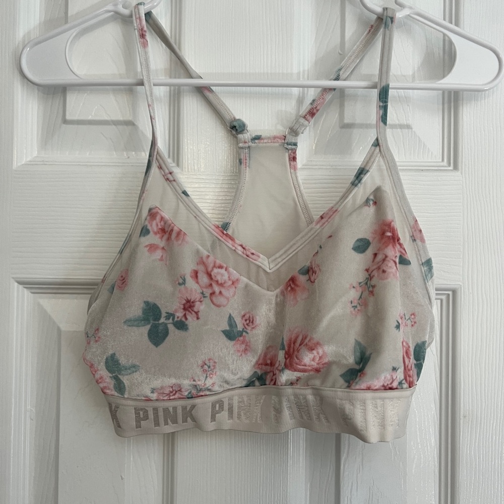 Pink sports bra, no cups, size large